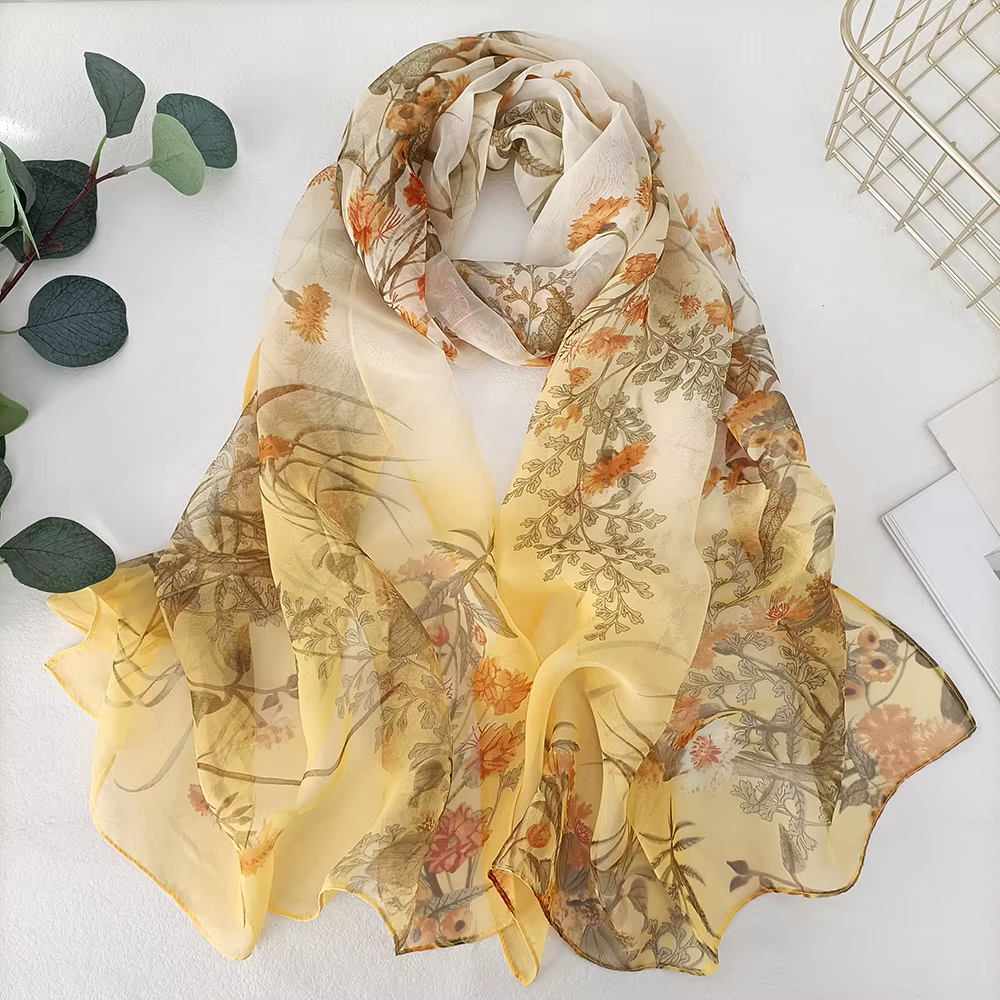 Herbe verte femmes élégant en mousseline de soie Georgette Bandana écharpe été plage crème solaire mince Hijab