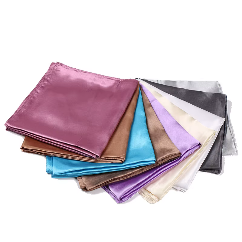 Marque de luxe Foulard en soie femmes Satin couleur unie Hijab foulards musulman paréo Bandana femme châle