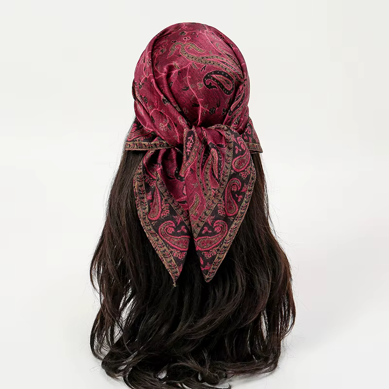 Foulard en soie de luxe 70*70cm carré rétro imprimé Paisley femmes châle bandeau petites foulards pour cheveux femme mouchoir Hijab