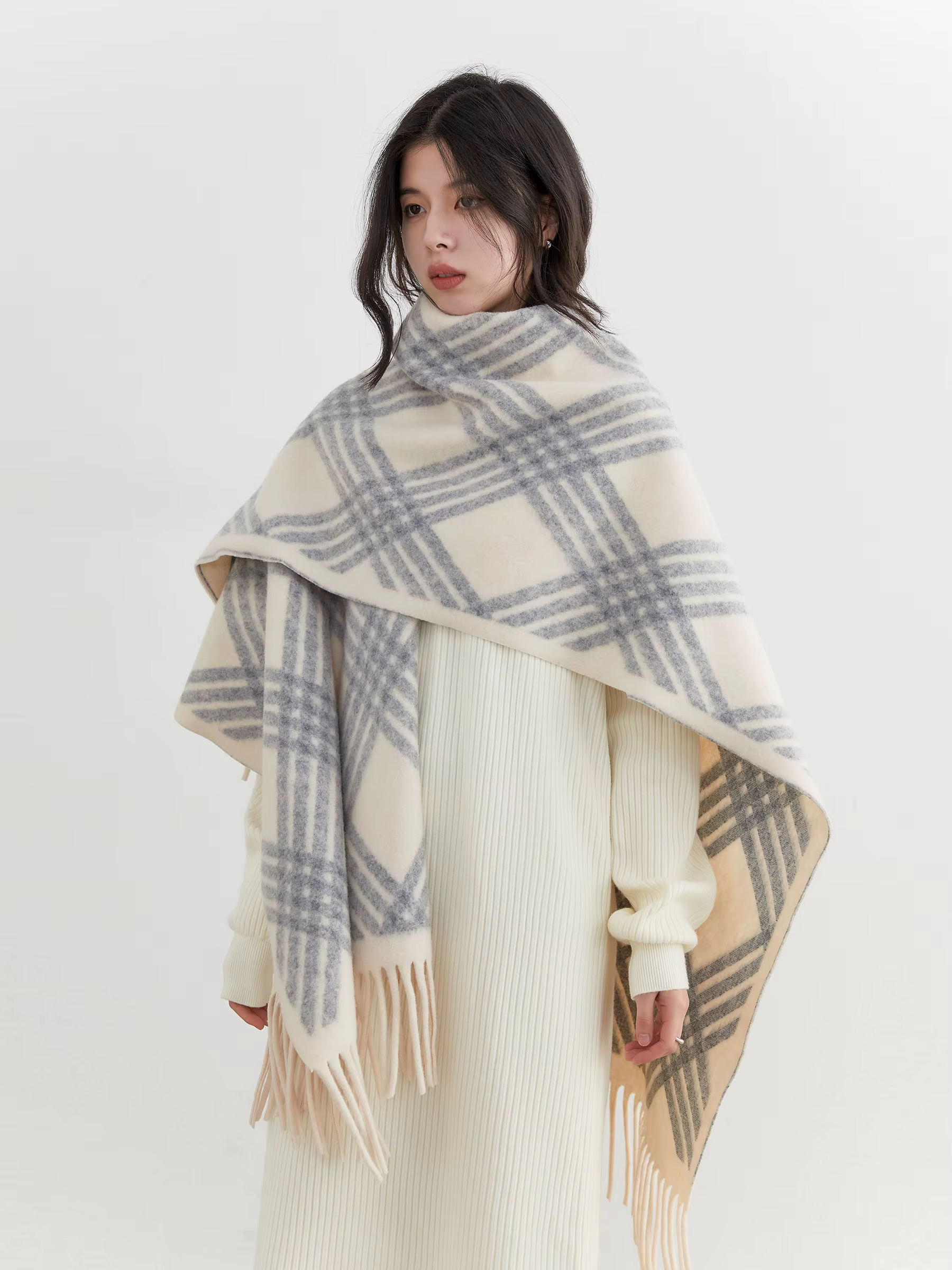CHIC VEN nouvelle mode femmes écharpe rétro Plaid gland châle longue femme foulards chaud dames
