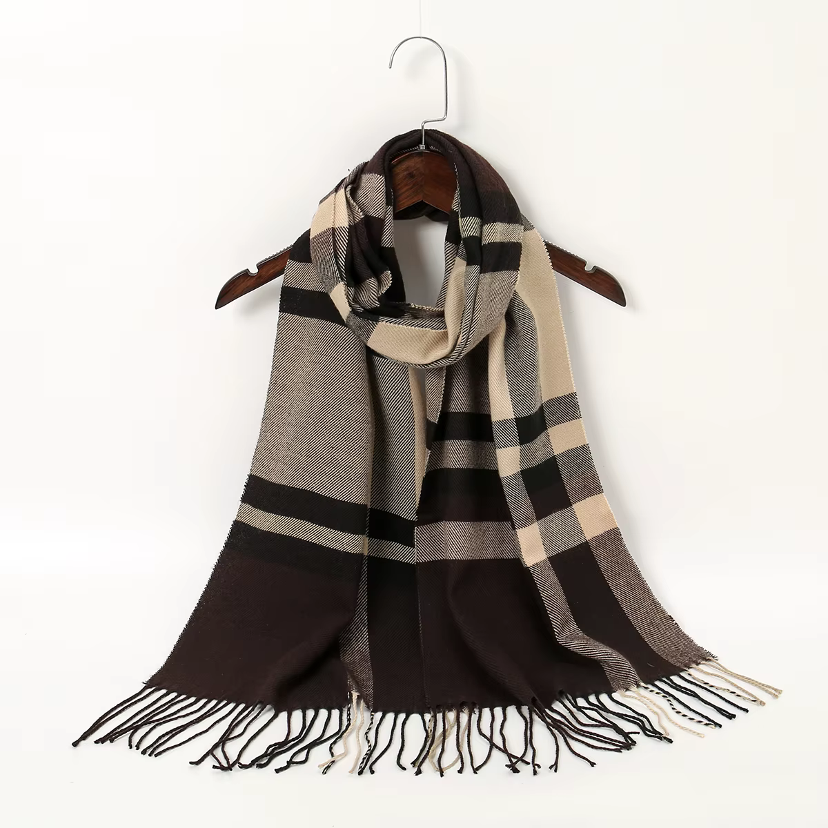 Femmes classique Plaid écharpe glands châle mince Pashmina étoles luxe Design