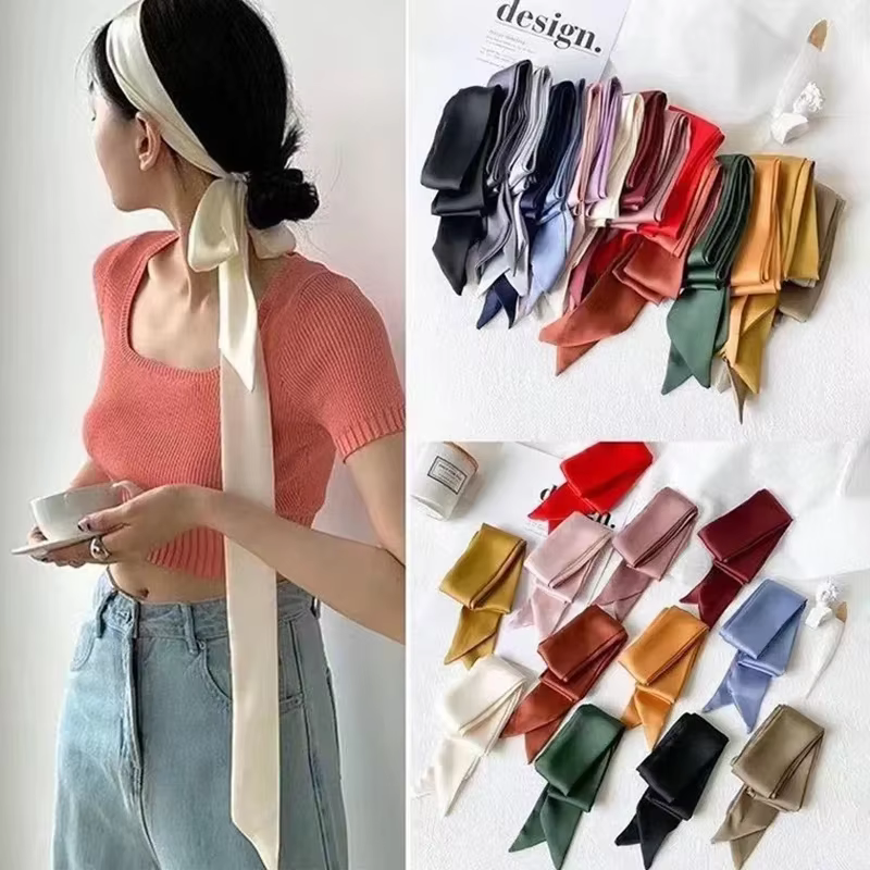 Foulard étroit en Satin de soie 5x200cm