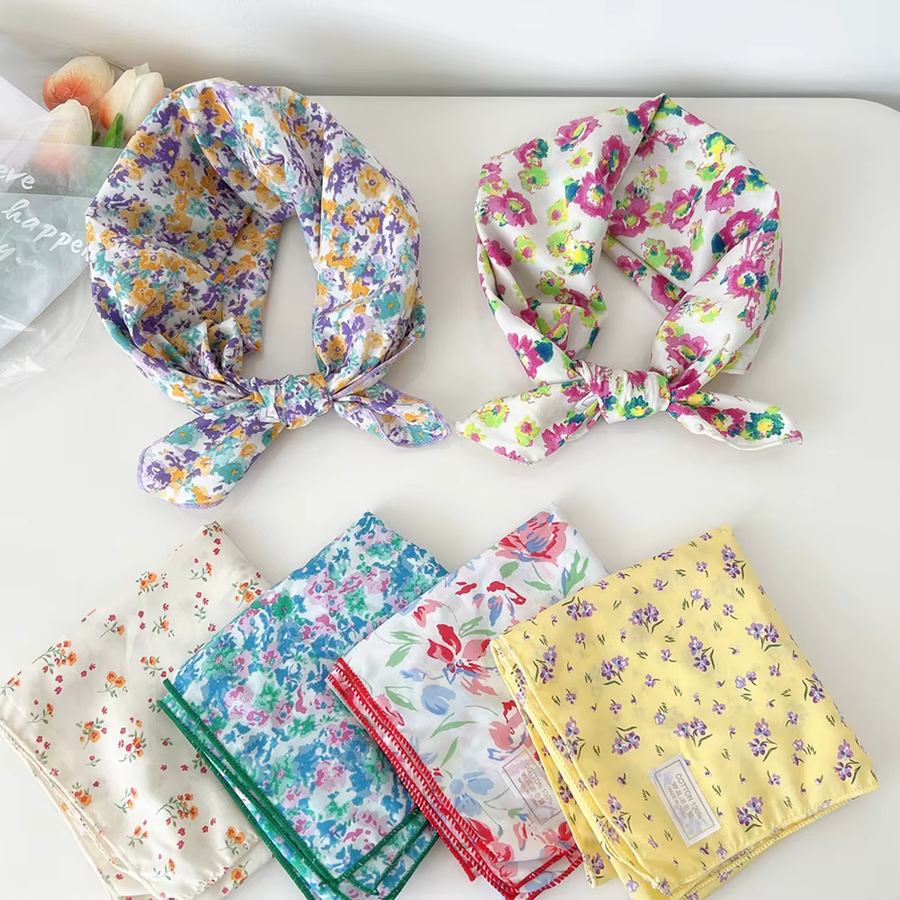 Foulard Carré en Coton et Lin pour Femme