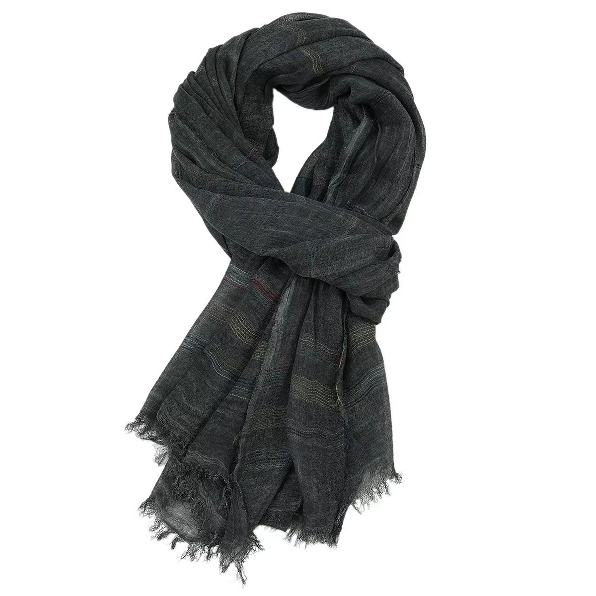 2019 nouveauté unisexe Style hiver écharpe coton et lin couleur unie longues femmes foulards châle mode hommes