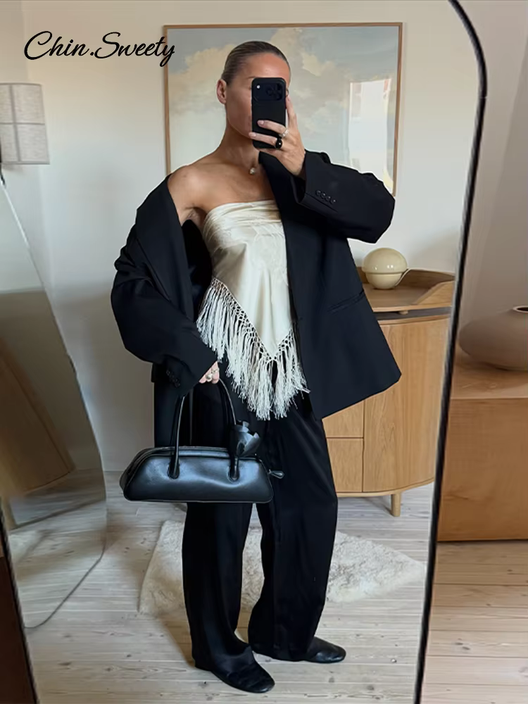 Élégant châle jacquard à franges pour femme