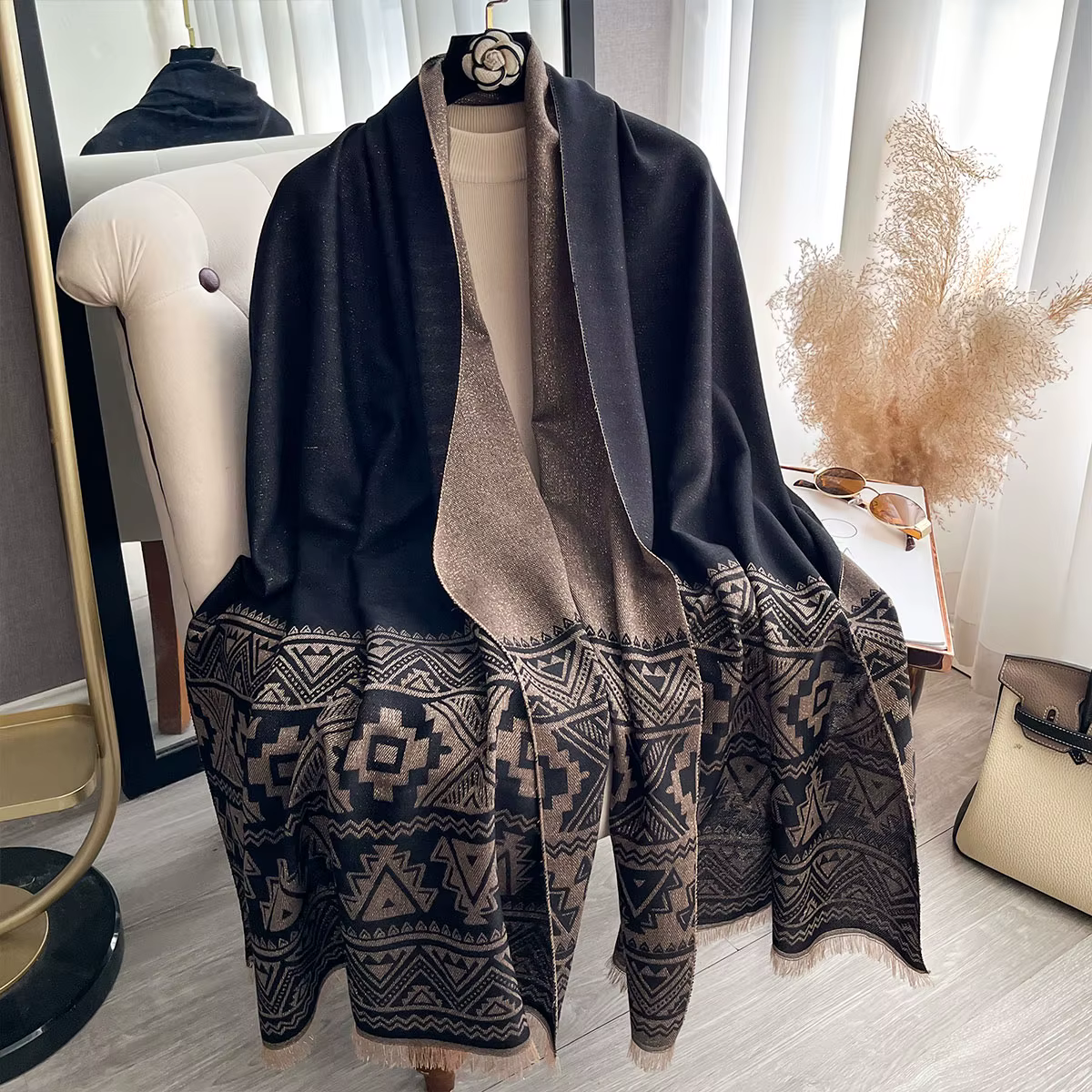 Nouveau élégant dames musulman Hijab fil d'or longue écharpe avec printemps et automne résistant au froid