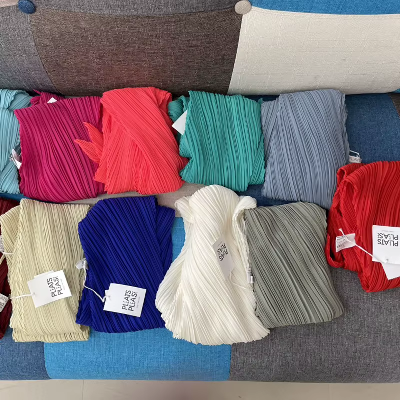 Miyake plissé femmes écharpe châle tissu mode coréenne mince crème solaire