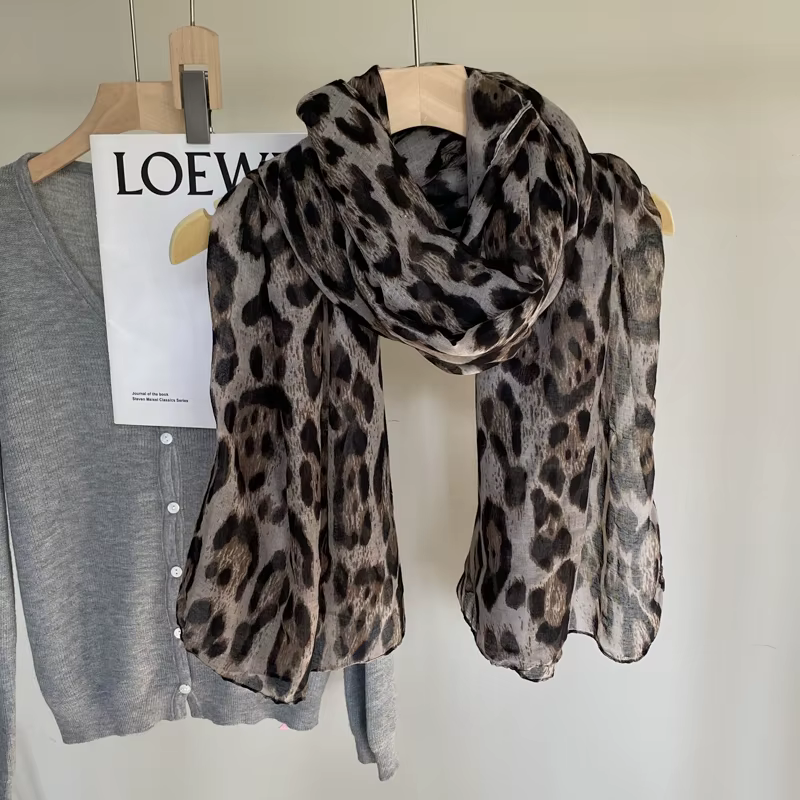 Mode imprimé léopard écharpe Femme Hijab foulards doux Pashmina hiver mince