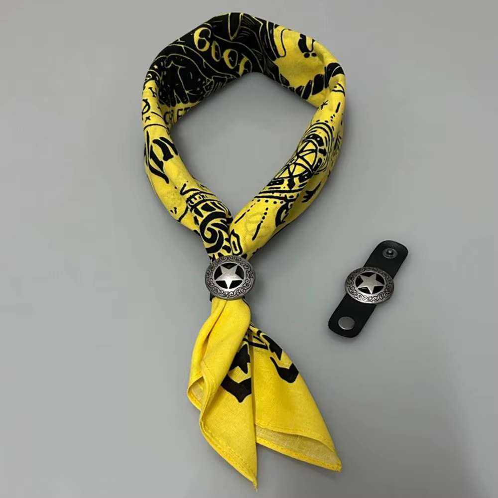 Foulard Bandana surdimensionné en coton, Style occidental, Hip Hop, avec boucle florale, pour le cou et le poignet