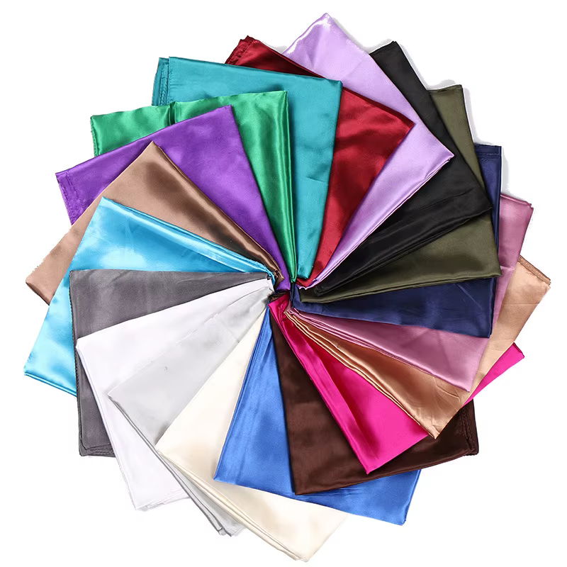 Marque de luxe Foulard en soie femmes Satin couleur unie Hijab foulards musulman paréo Bandana femme châle