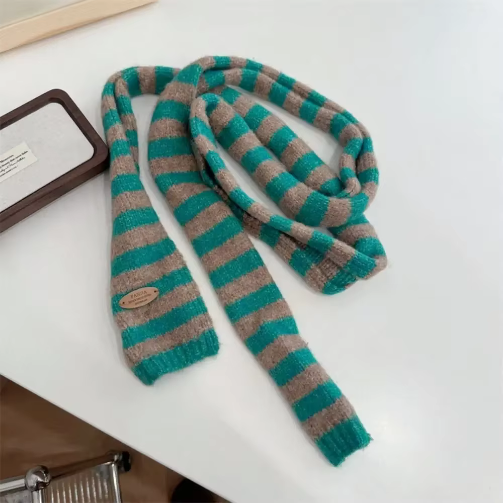 Foulard Long en coton à rayures noires et grises pour femmes