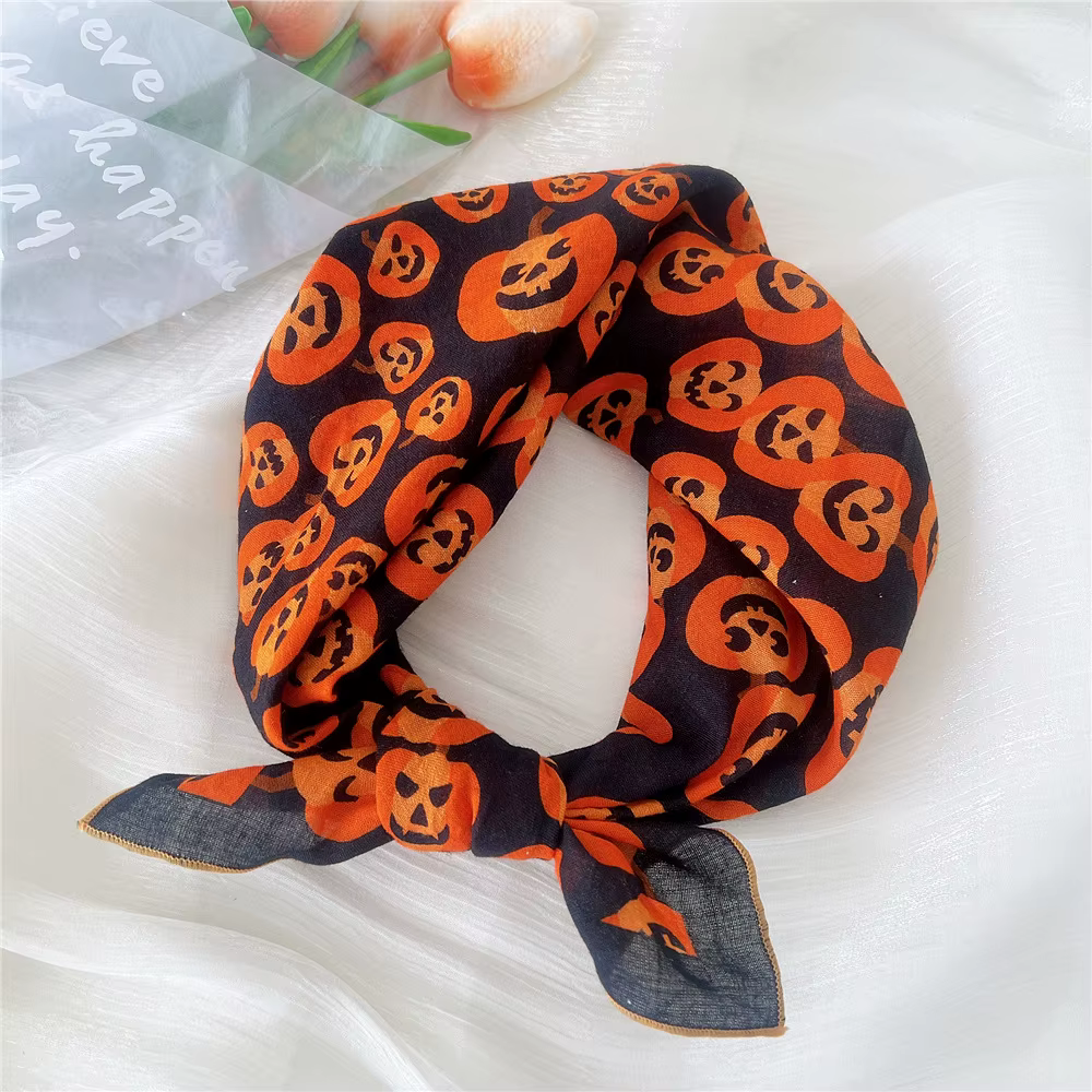 Foulard carré en coton et lin pour femmes