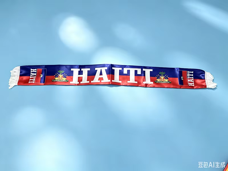 Écharpe Haïtienne 14x130cm – Écharpes à Pompons pour la Fête Nationale d'Haïti