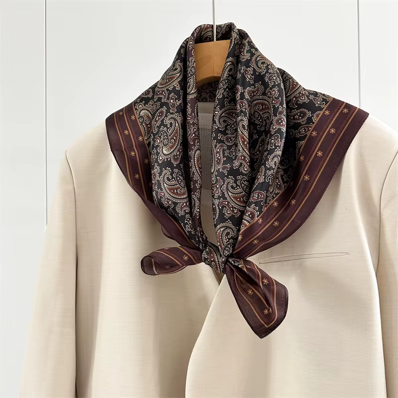 Écharpe en soie authentique polyvalente printemps-automne