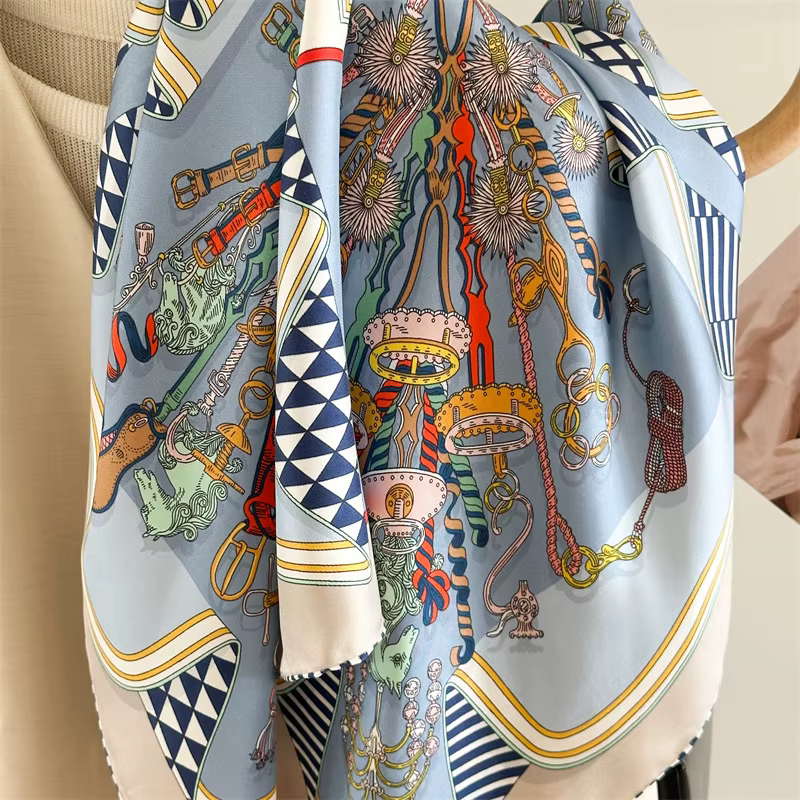 Foulard en soie sergé châles roulés à la main 90*90 cm foulards de mûrier manuels de créateur 100%