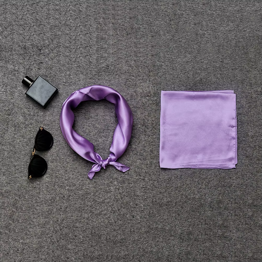 Écharpe en soie unie violet clair pour femme