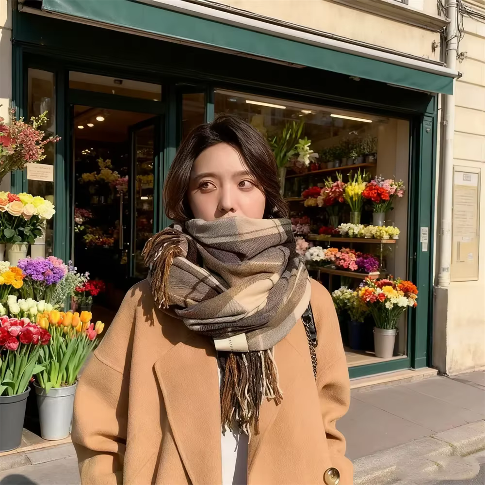2025 nouveau épais chaud hiver écharpe conception imprimer femmes châle dame enveloppement gland foulards tricoté hommes Foulard couverture 200*50 CM