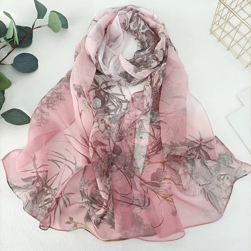 Herbe verte femmes élégant en mousseline de soie Georgette Bandana écharpe été plage crème solaire mince Hijab