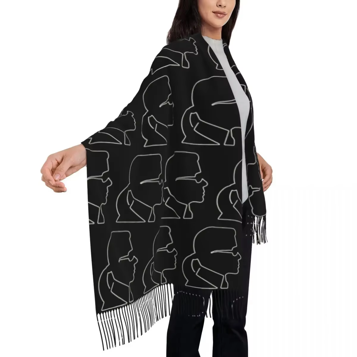 Karl Who écharpe gland foulards pour femmes doux chaud châles et enveloppes longue automne hiver châle Wrap