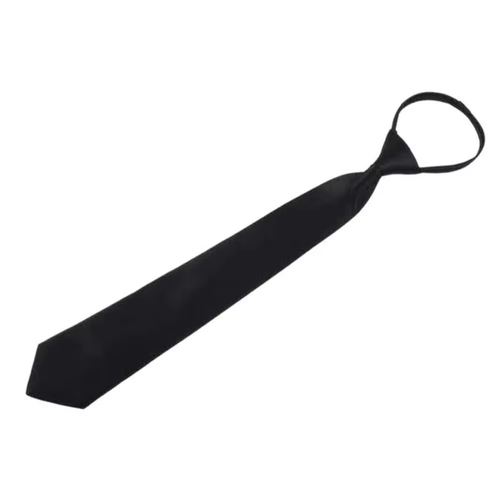 Cravates noires minimalistes pour homme et femme, accessoire élégant pour diverses occasions, simple et durable, prêt à être noué rapidement