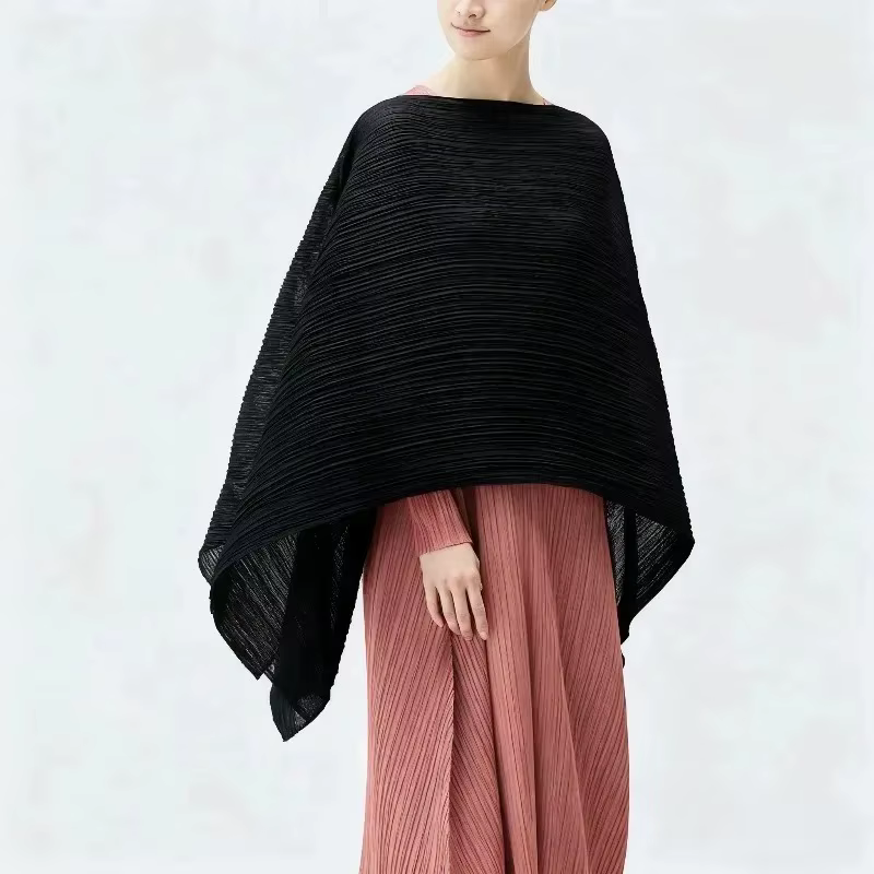 Miyake écharpe plissée femme léger luxe Premium Cape châle longue Section polyvalent ensemble d'écharpe de tête vêtements multiples sweat à capuche 80 cm