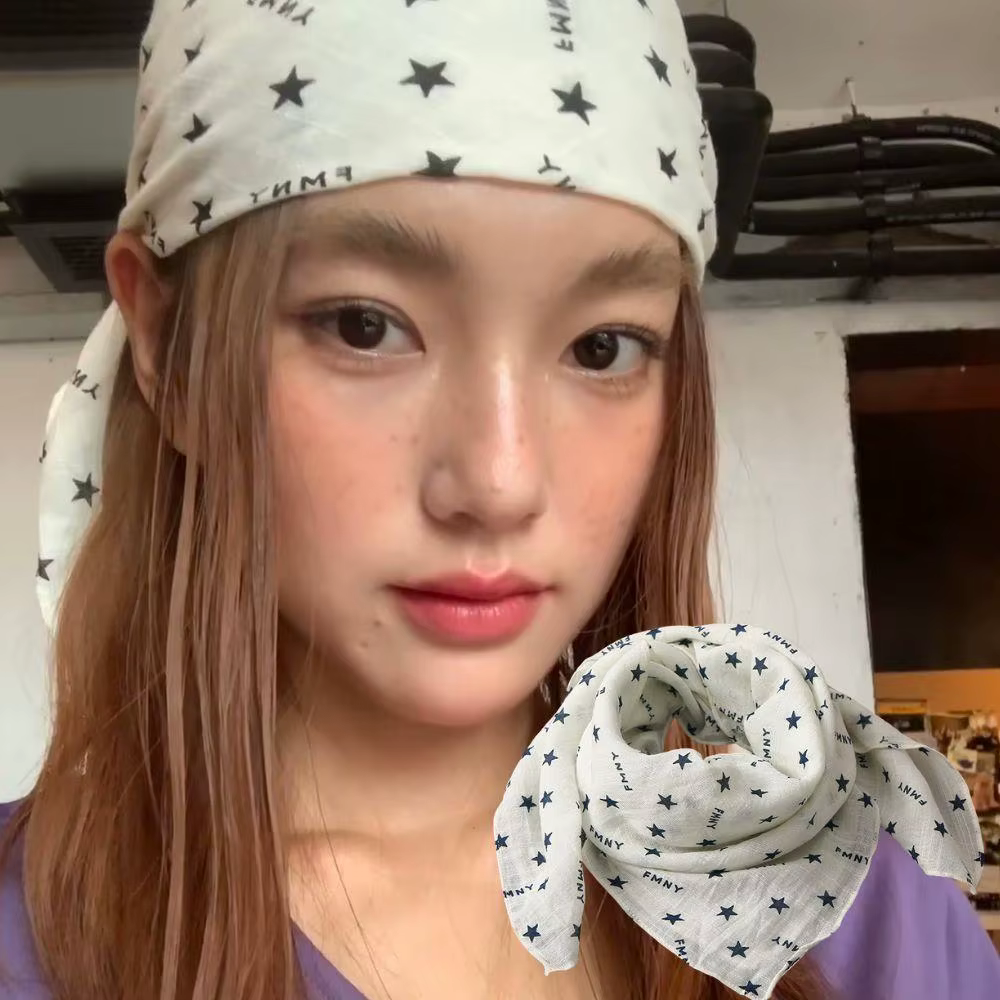 Y2K étoile cheveux écharpe femmes tendance coton léger carré écharpe Hip Hop Punk tête enveloppement Streetwear foulard en soie foulard chapeaux
