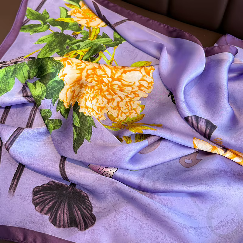 Foulard imprimé floral violet pour hommes et femmes