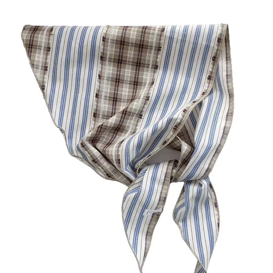 Nouvelle Collection Printemps-Été : Foulard Triangle Femme en Soie, Motif Floral Artistique Champêtre Color Block, Accessoire de Mode pour la Tête