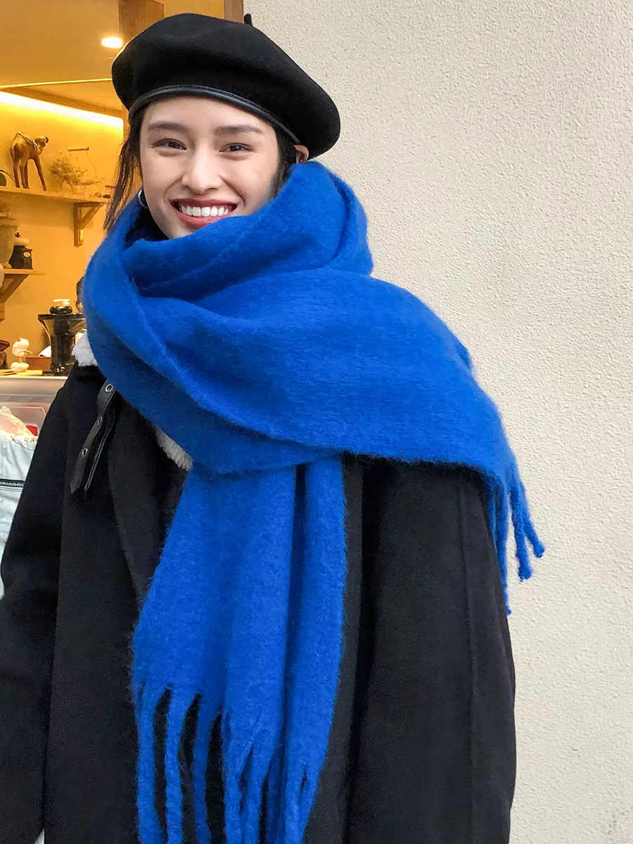 Femmes épais châle enveloppes écharpe hiver chaud mode couleur unie Pashmina foulards Long gland Hijab étoles Bufanda Mujer