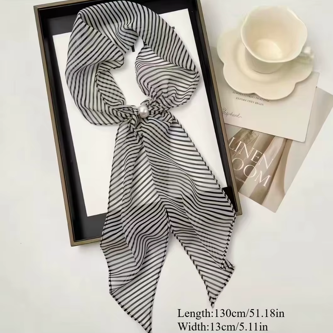 Écharpe décorative à rayures et perles pour femmes