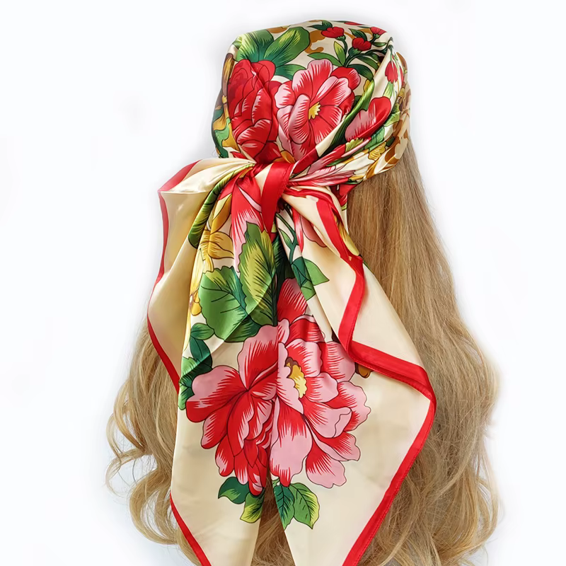 Foulard carré mode soie Satin imprimé petite tête cou écharpe femmes