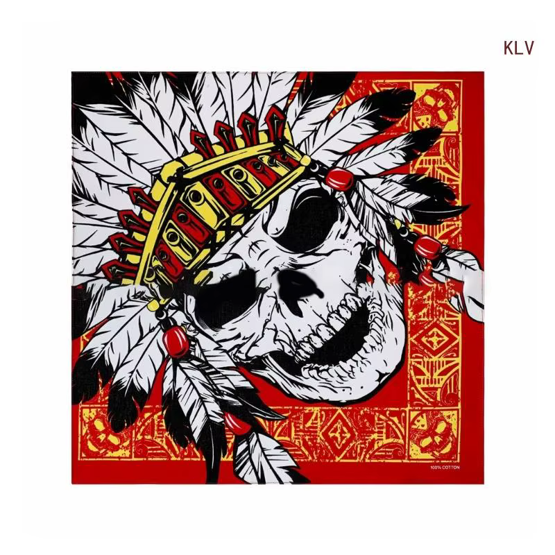 Crâne imprimé Bandanas écharpe pour adulte unisexe carré foulard nouveauté cou