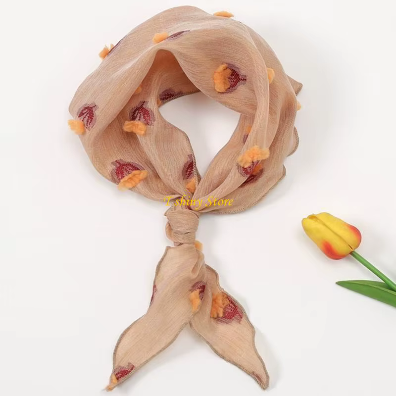 N58f écharpe en dentelle pour femmes printemps d'été Couleur solide écharpes triangulaires châle respirant doux enveloppe cou