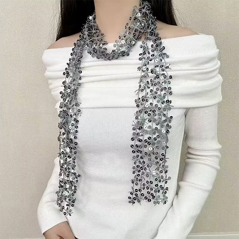 Écharpe pour femme à sequins brillants