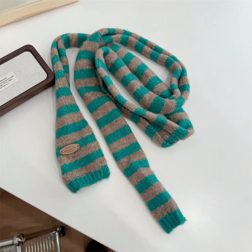 Foulard Long en coton à rayures noires et grises pour femmes