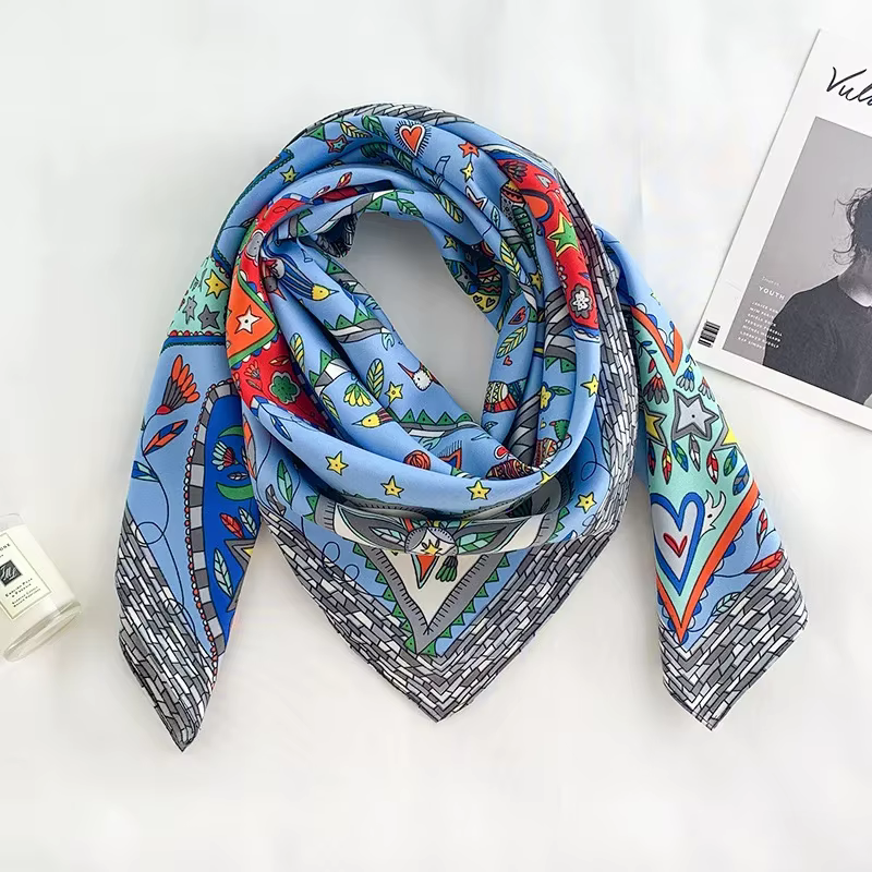 Luxe amour arbre imprimé concepteur 90 carré écharpe sergé soie femmes tête châles enveloppes cou foulards Hijab Bandana Pashmina bandeau