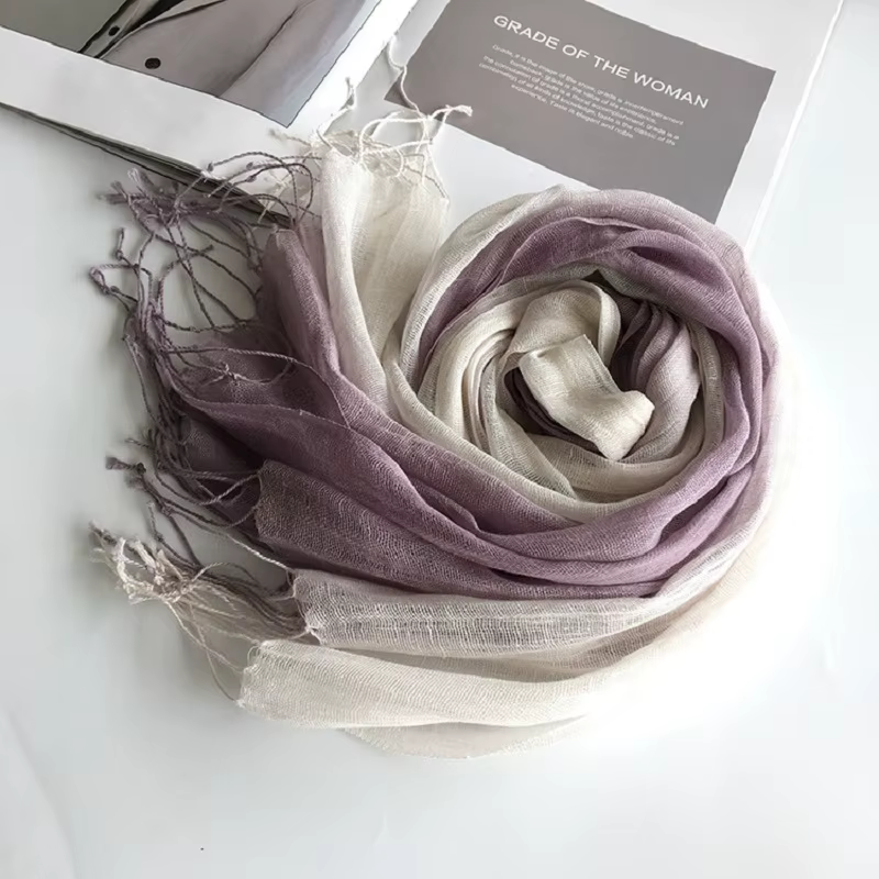 Écharpe pour femme printemps/été 100% lin dégradé de couleur