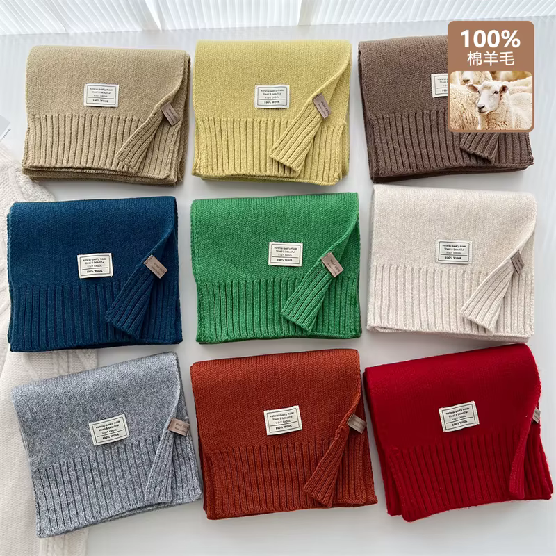 100% laine écharpe hiver nouvelle couleur unie chaud femmes