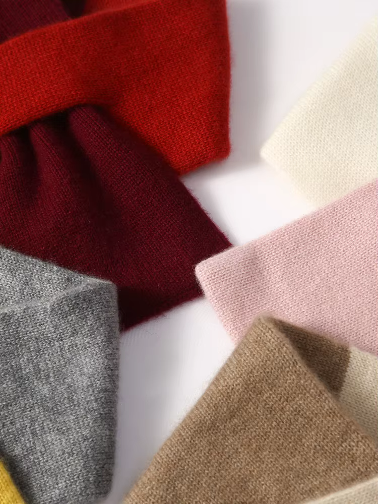 Femmes pur cachemire 2 tons tricot nœud papillon petit trou de serrure écharpe foulard chauffe-cou Pull-Through Mini