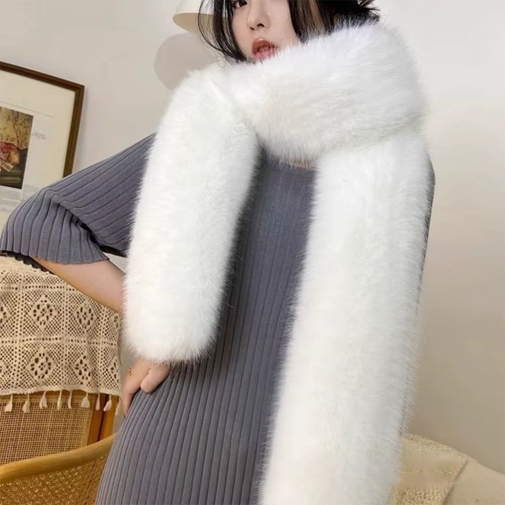 Vintage 180 cm fausse fourrure longue écharpe douce
