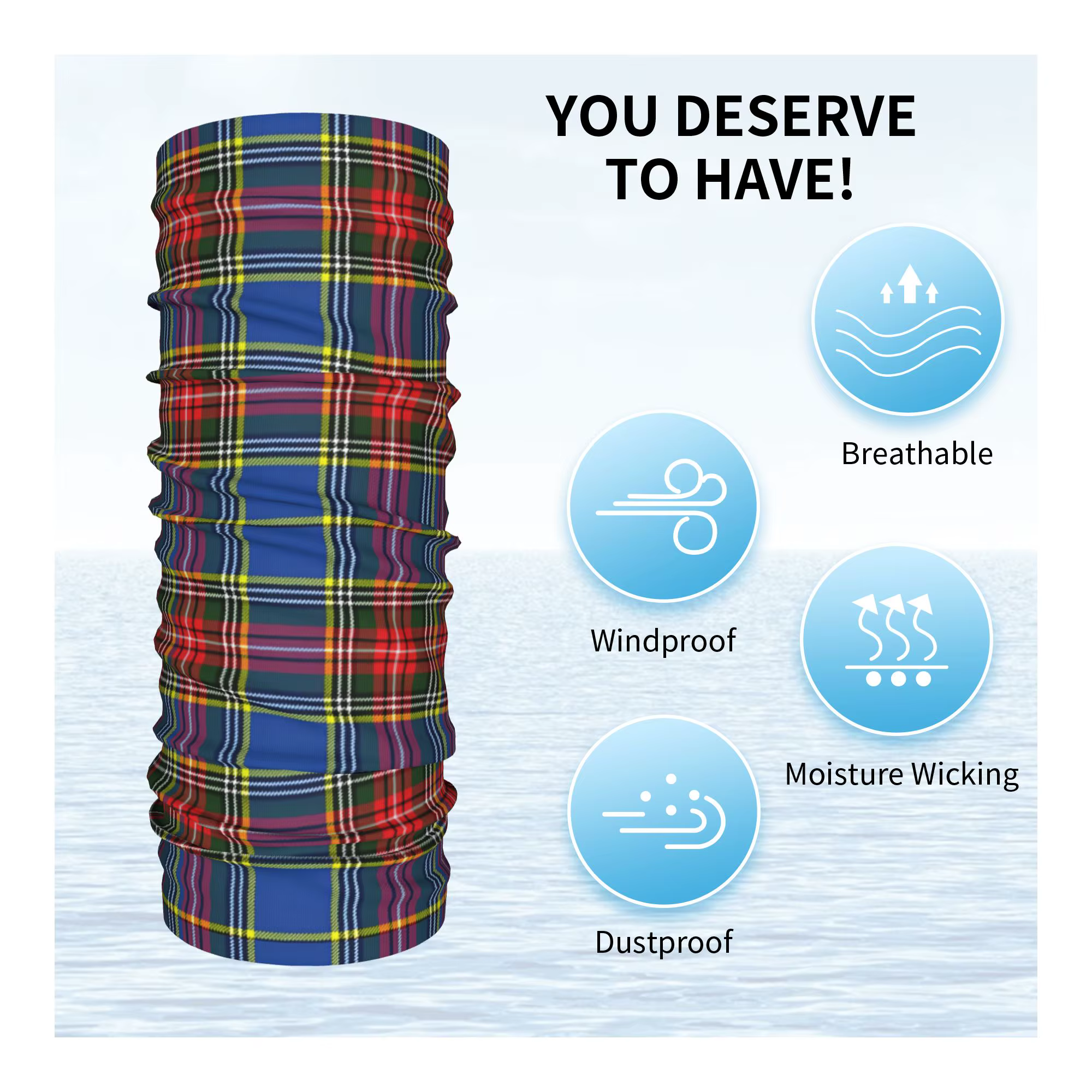 Personnalisé Royal Tartan Plaid hiver bandeau cou plus chaud hommes femmes randonnée Camping Tube écharpe rayures visage Bandana guêtre
