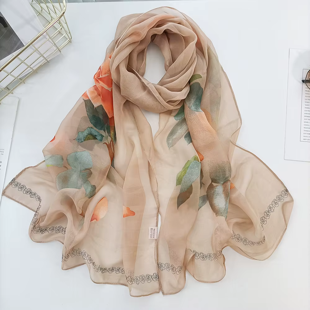 Écharpe en mousseline de soie saphir pour femme