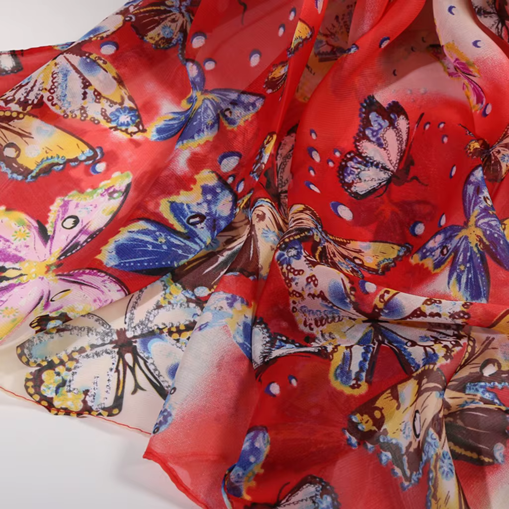 Foulard en mousseline de soie léger longue écharpe pour femmes été élégant fleur Wrap foulards femme Hijba 160*50 cm