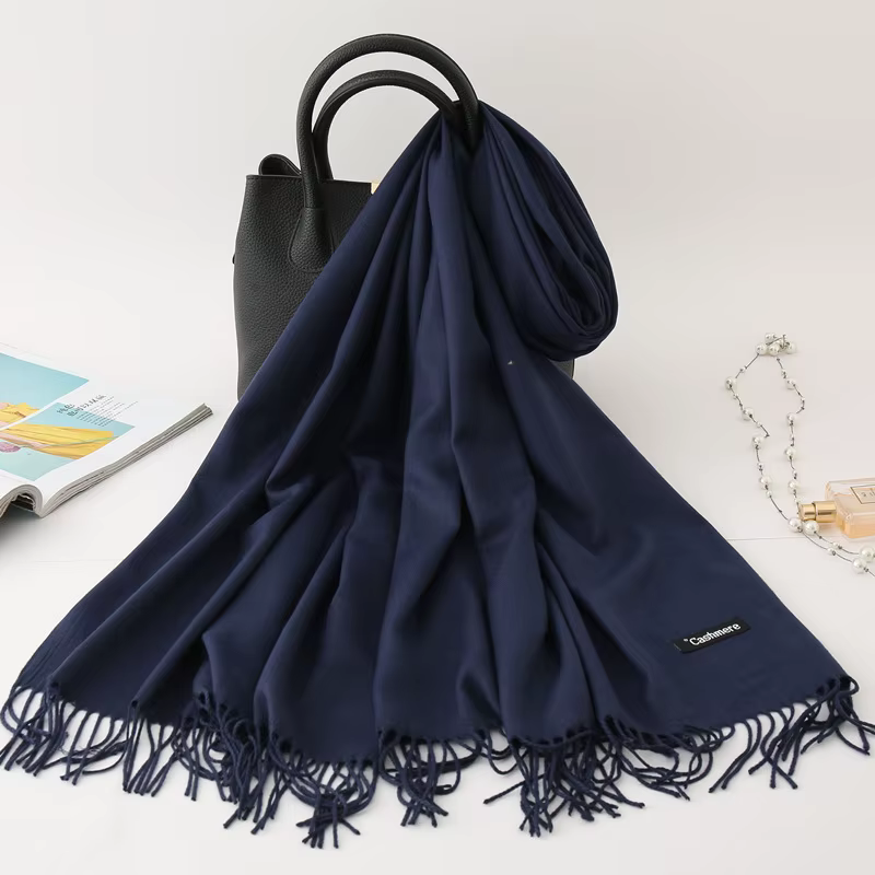 Écharpe en cachemire de couleur unie pour hommes hiver Pashmina foulard chaud marine noir gris foulards d'affaires
