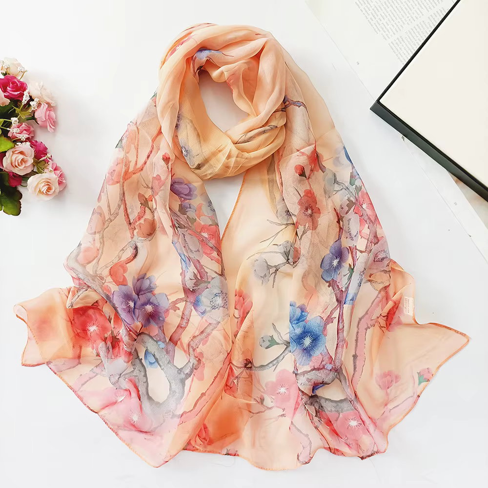 Été nouveau crêpe Georgette écharpe pour femmes filles étudiants mode foulards doux crème solaire Viscose châle printemps femme Wrap châles