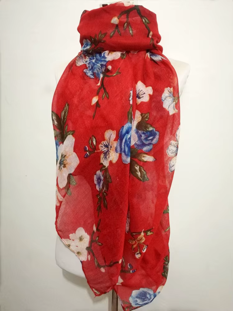 Mode floral long châle écharpe chaude pour les femmes Bandana