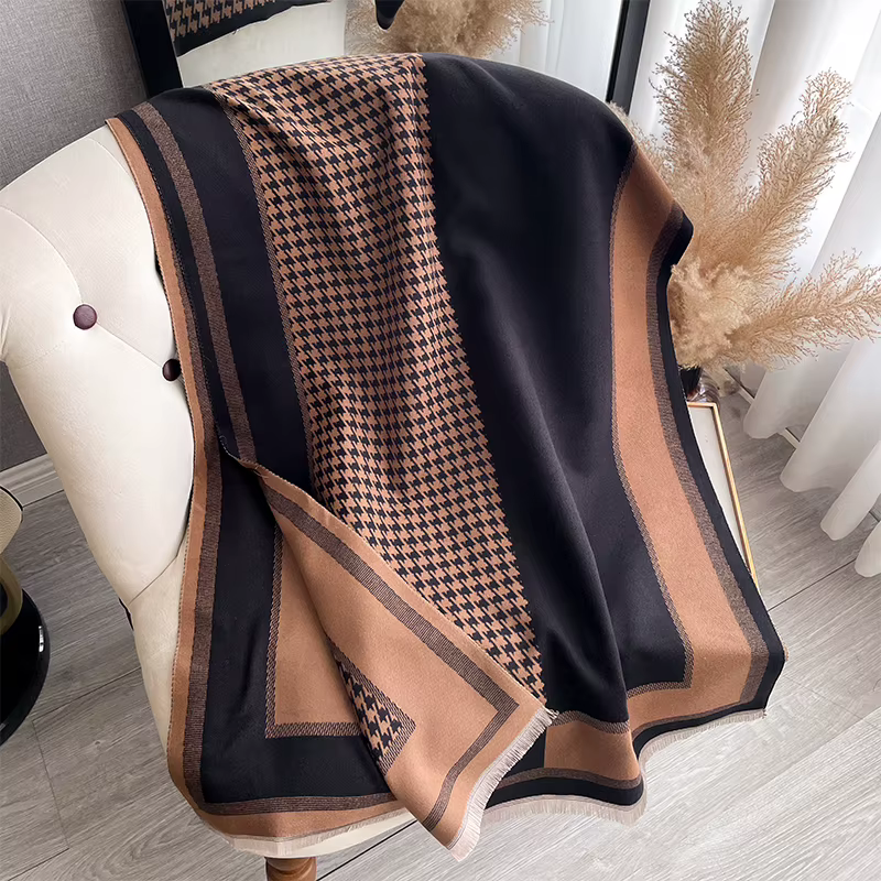 Écharpe Jacquard double face en cachemire pashmina