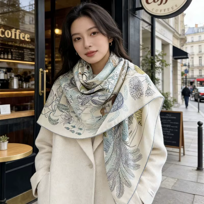 Châle de luxe au Design classique en laine de soie