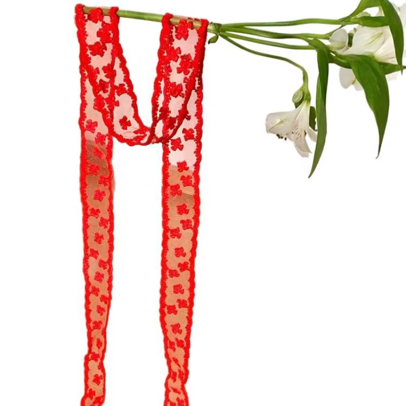 Élégant foulard long coréen en dentelle avec nœud 2-en-1