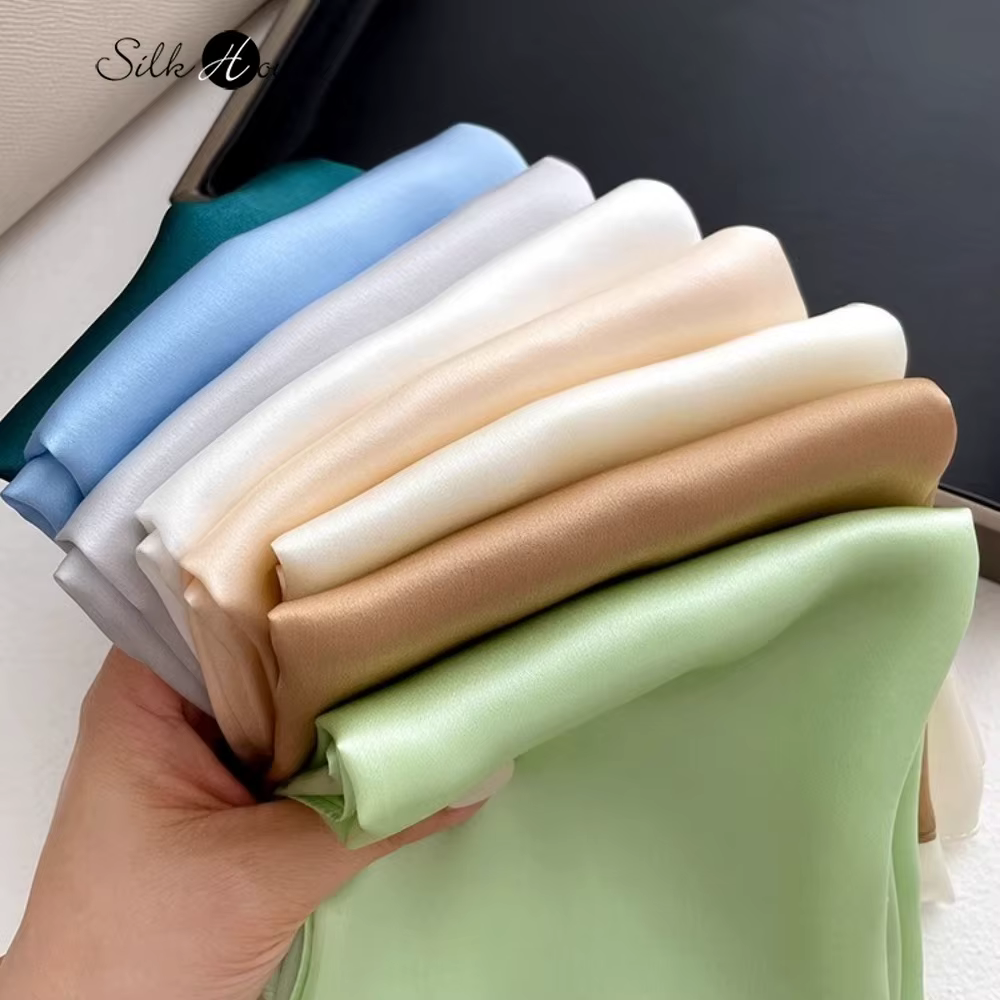 Écharpe décontractée en Satin de soie de mûrier 100% naturelle pour femmes